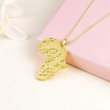 Women's Minimalist Africa Map Pendant Necklace,  Personalized Africa Motherland Continent Outline Necklaces Chain Length 18" Extension Chain 2" ( 18K Gold And Silver Plated Both Choice, Jewelry With Gifts Box)2025 - 18K金地圖 - 查看 9
