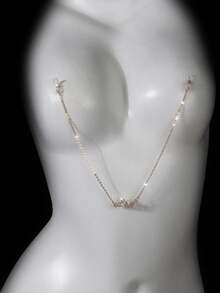 1 件/1 对时尚女士流苏乳头吊坠，优雅女士仿珍珠流苏双乳头链配花朵吊坠，性感女士乳头链 - 彩色 - 查看 7