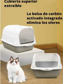 Arenero Ear Para Gatos Antiolores Puerta Palita Y Filtro - Morado Violeta - Ver 8