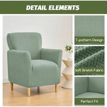 Local Delivery - Banquet Armchair Slipcover Printed Chair Covers With Arms Stretch Club Chair Slipcover Soft Armchair Sofa Covers Anti-Slip Furniture Protector For Dogs Pets Home Living Room Decor, 14 - T-jacquard Green - 查看 2