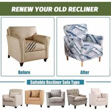 Local Delivery - Banquet Armchair Slipcover Printed Chair Covers With Arms Stretch Club Chair Slipcover Soft Armchair Sofa Covers Anti-Slip Furniture Protector For Dogs Pets Home Living Room Decor, 14 - 19 - 查看 8