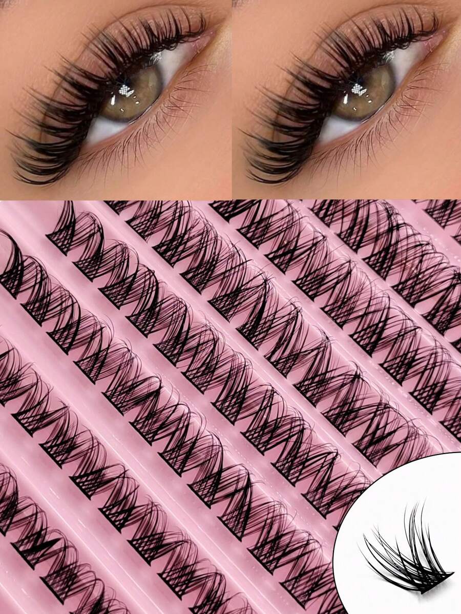 Rikuaild 120 件 D 卷睫毛簇可重复使用单根睫毛自然柔软睫毛簇 DIY 睫毛延长易佩戴旅行必备化妆工具睫毛簇、睫毛簇、单根睫毛、睫毛、假睫毛 - D - 查看 1