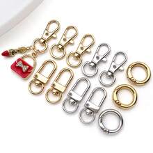 2 件 18K 金 + 厚银 + 镀白金扣套装（6 种款式：龙虾扣、狗夹、门钩等）- 钥匙扣和包袋配件的奢华 DIY 组件