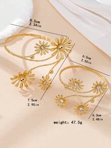 2 peças/Conjunto Pulseira Floral Retrô Dourada para Braço Superior na Moda, Adequada para Uso Diário, Presente de Aniversário para Mulheres