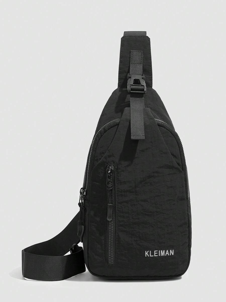 新款男士休闲大容量胸包，肩带/斜挎二合一设计，简约韩版运动背包，男女皆宜 - 彩色 - 查看 1