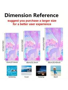 Toalha de praia personalizada com nome e cauda de sereia - Design de praia, toalha de banho superabsorvente e de secagem rápida, perfeita para praia, natação, camping e viagens, essencial para praia | Tema animal | Toalha de poliéster, acessórios de praia, adequada para todos os feriados