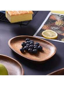 1 件不对称设计的独特木质托盘，适用于食物、小吃、饮料、寿司、甜点、蛋糕、面包、珠宝、早餐托盘、茶盘、便携式木制托盘、食物托盘、厨房用品、家居装饰 - 棕色 - 查看 10