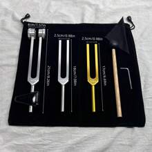 3pcs Set Ear Wax Removal Tuning Forks, Professional Healing Sound Forks For Training - 136.1Hz, 256Hz, 432Hz, 528Hz Gold Color Yoga & Meditation Body Weighted Forks - Relaxation Instruments