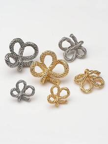 5pcs/Pack Vintage Geometric Twisted Knot Asymmetric Metal Buttons, Decorative Buttons For Coats, Shirts, Sweaters, Jackets, Clothing DIY Sewing Accessories - Multicolor - View 9