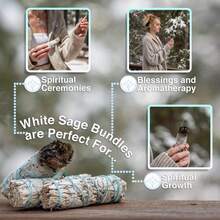 1/3pcs Natural White Sage Smudge Sticks - Home Yoga, Dragon Grass & Cedar Blend For Home Decor, Yoga Accessories | Decorative Home Accents | Sage Smudge Stick White Sage Stick Applicator - Sage Bundle - Holiday Gift, Home Decoration, Perfect Sage Stick Applicator Set Supplement - Multicolor - View 12
