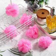 50 Pcs Loofah Sponge Bulk Mini Shower Sponge 3 Inch Loofahs Shower Pouf Mesh Shower Ball For Women Kids Men Exfoliating Bath Scrubber Travel Size Shower Gift(Pink) - Baby Pink - View 5