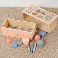 Montessori Coin Sorter Box, Baby Color Recognition Shape Matching Building Blocks Educational Toys