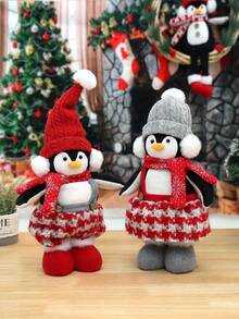1 pieza Adorno de Pingüino para Regalo de Navidad, con patas retráctiles, lindos Decoraciones Navideñas, Decoraciones para Fiesta de Año Nuevo 2025, Decoraciones de Mesa Navideñas, Decoraciones de Árbol de Navidad, Regalos de Navidad para Parejas, Navidad