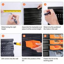 DIY Wall-Mounted Storage System With 30 Bins And 64x41cm Backboard For Tool Organization - Orange+Gray - View 5
