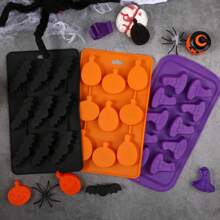Silicone Chocolate Mold Set For Halloween Candy And Chocolate Making, Includes Bat, Pumpkin And Witch Hat 3D Silicone Molds, Easy To Clean And Remove, Baking Supplies For Candy, Jelly, Mold Only