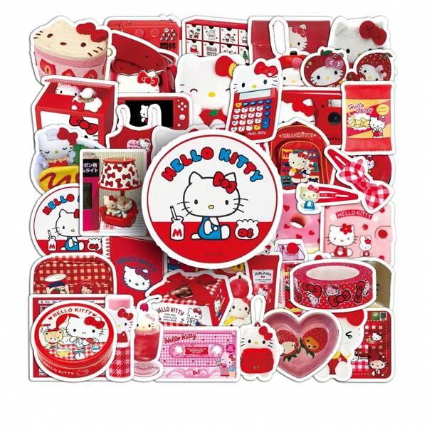 Sanrio 100 pièces/paquet Autocollants thème Kawaii Sanrio - 100 designs uniques et mignons, hello kitty, Kuromi - Autocollants durables en vinyle imperméables pour ordinateur portable, scrapbooking, bouteille d'eau, guitare, voiture, skateboards, décorations de Noël