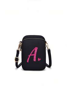 1pc Fashionable And Simple Cross-Body Walking Mini Bag, Vertical Coin Purse With Mobile Phone Pocket, Casual Travel Back To School Gift - Black - View 6