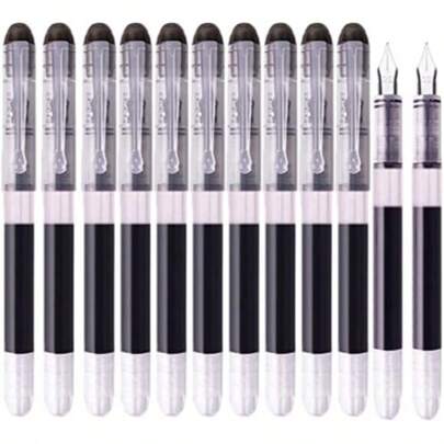 [Colored Fountain Pen] Disposable Fountain Pen, Ultra-Fine Nib Colored Ink Classic Design Large Capacity Calligraphy Pen, Office Supplies For Diary, Sketching, Writing, A Must-Have Fountain Pen For Students During The School Season, Good Quality, Smooth Writing, Fountain Pen., School Supplies,Back To School