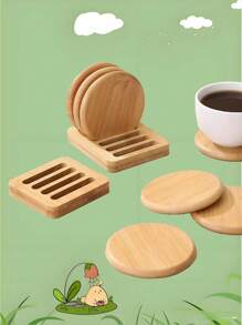 Individuell gravierter Bambus-Untersetzer-Set - 4-teilige runde Tassen- & Pflanzenuntersetzer, natürliche Holz-Tabletts für Kaffee, Biergläser, Sukkulenten & Blumentöpfe, lasergravierte personalisierte Texte oder Muster, Boho-ästhetisches minimalistisches Design, wasserbeständig, perfekt als Einweihungs- und Hochzeitsgeschenk