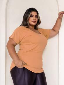 Plus Size Sports Top In Dry Fit Fabric - Light, Comfortable And Perfect For Training And Casual! - 橘色 - 查看 1