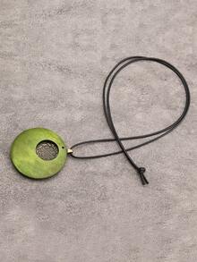 Men Textured Round Pendant Necklace