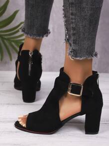 Nuevos tacones altos elegantes, zapatos de tacón alto con cremallera trasera de moda para vacaciones, bodas, verano y otoño