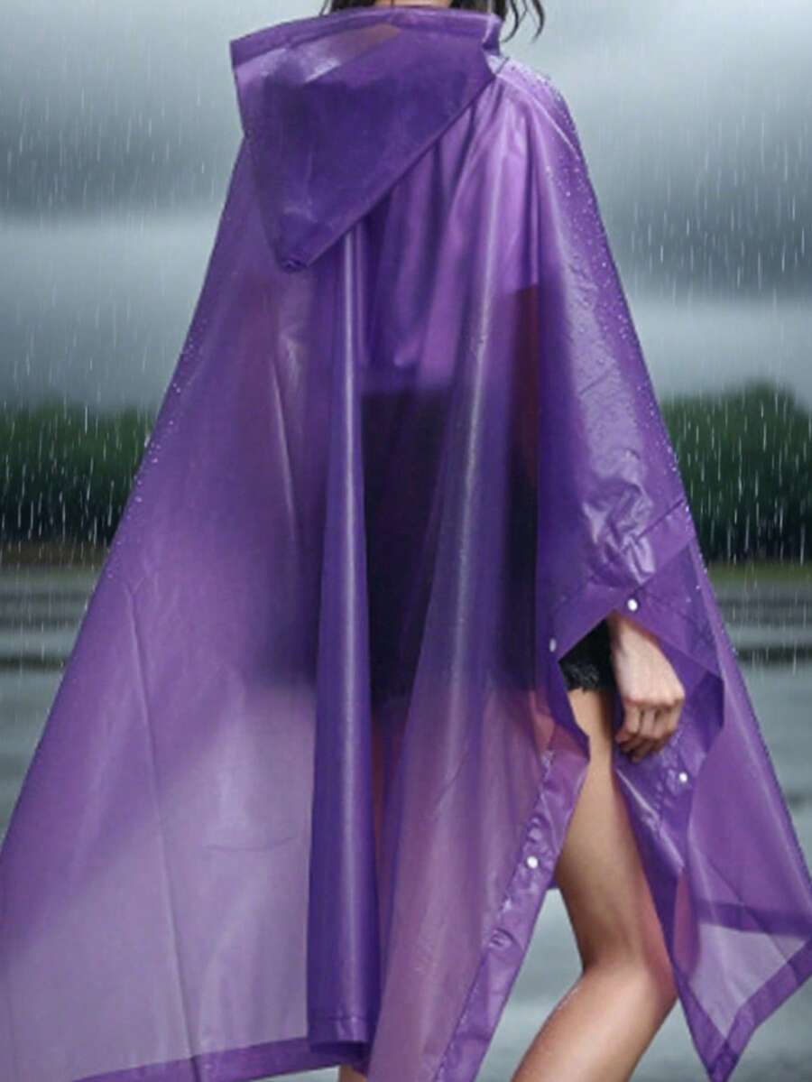1 件加厚 EVA 防水雨衣，多功能徒步男女透明雨衣，女式背包雨披，露营徒步旅行防水 - 紫色 - 查看 1