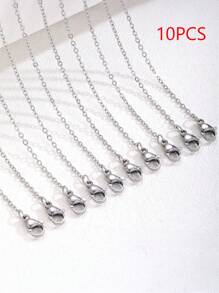 10pcs Stainless Steel O-Ring Chain Set, Suitable For DIY Jewelry Making, Necklace Extension, Self-Matching Accessory Set