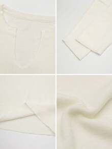 Áo len dệt kim cổ chữ V dài tay ôm vừa vặn cho nữ mùa thu/đông, đơn giản, giản dị, thích hợp mặc hàng ngày, đi làm, áo dài tay - Màu be - Xem 10