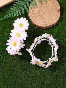 2pcs/8pcs Girls Daisy Flower Hair Scrunchies Suitable For Daily Wear - Multicolor - View 4