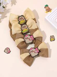 4 piezas Adorables pinzas de pelo con moños de capibara para niñas, clips de cocodrilo de color marrón caqui, decoración de capibara, pasadores de pelo con dibujos animados de capibara, horquillas lindas de animales, accesorios de pelo para adolescentes