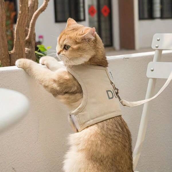 Reflective Cat Harness And Leash Set, For Safe Outdoor Walking And Travel - No Pull Design