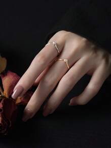 1pc V-Shaped Pearl Ring, Minimalist Design Knuckle Ring