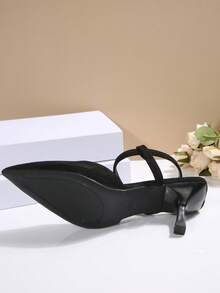 Sandalias elegantes y sensuales para mujer con punta afilada, hebilla y tacón fino, zapatos de tacón elegantes para mujer, zapatos de tacón con punta redonda y talón abierto, ideales para fiestas, reuniones y eventos. - Negro - Ver 6