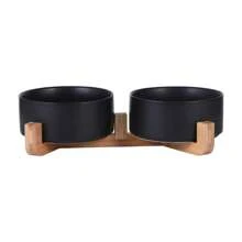 Dog Bowl Cat Bowl Ceramic Bowl Water Bowl Wooden Frame Protection Cervical Spine Tall Dog Drinking Bowl Pet Bowl Pet Supplies