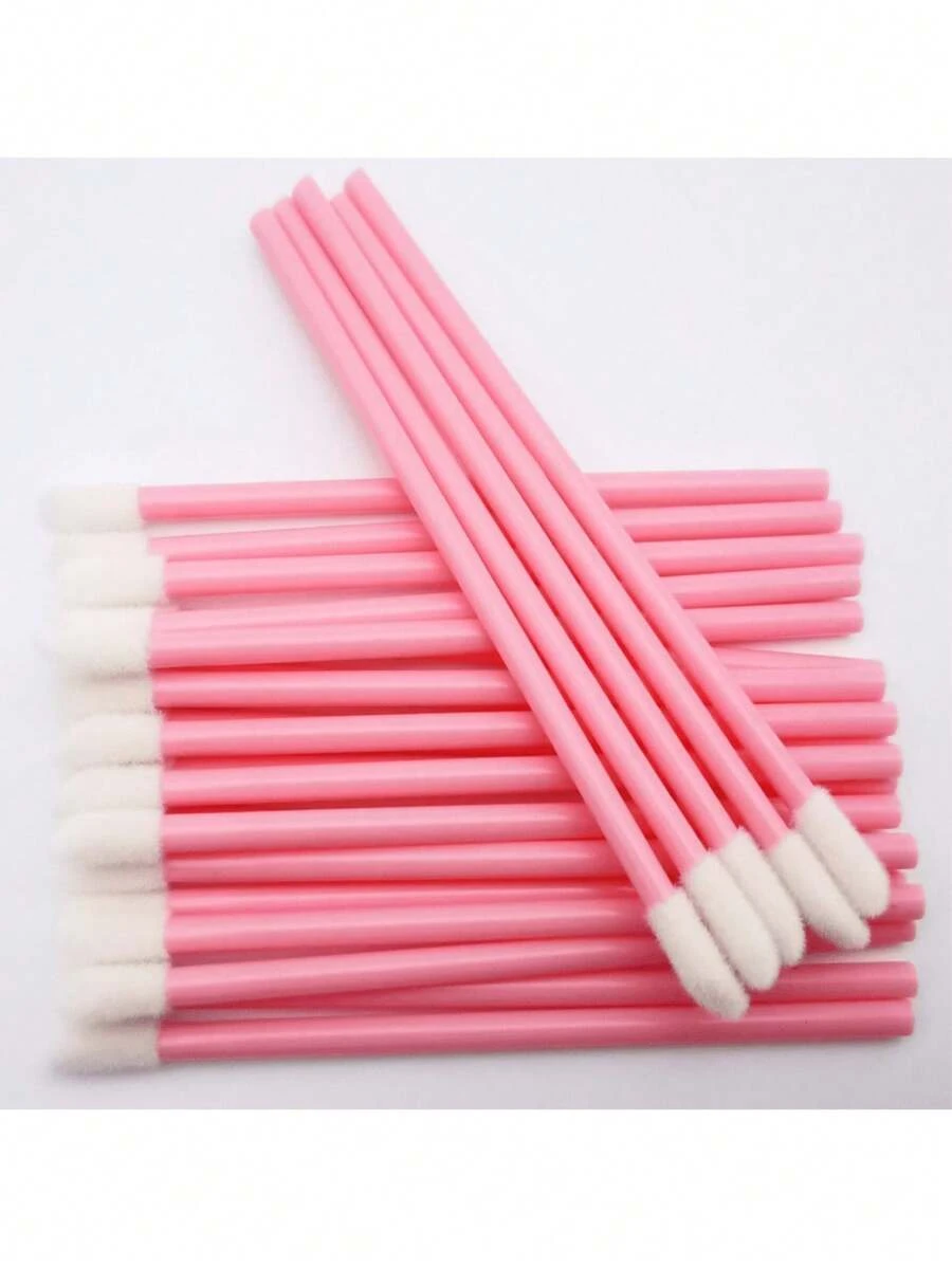 100 piezas Brochas desechables para labios, aplicador portátil de lápiz labial, brocha de maquillaje para lápiz labial, brillo de labios, máscara de labios, corrector, sombra de ojos, brocha con felpa de uso múltiple