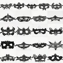 5 Stücke mysteriöse Party Königin Spitzenmaske, formlose Maskerademasken, sexy venezianische Karneval Augenmaske [Zufälliger Stil]