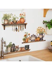 1 pièce Autocollant mural décoratif créatif pour ustensiles de cuisine, restaurant, cuisine, maison, convient pour le salon, la chambre, la salle de bain, décoration de la maison, autocollants, décalcomanies murales, décalcomanies en vinyle pour la décoration de la salle de bain de la maison, décorations de printemps pour donner à votre maison un nouveau look, autocollants de décoration pour fêtes, cadeaux d'anniversaire et de remise de diplômes