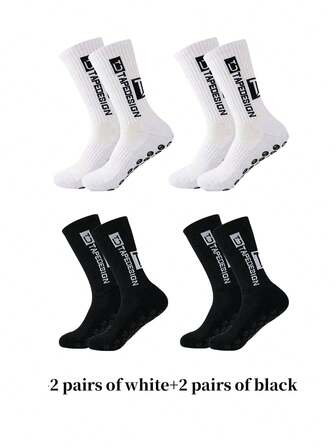2/4/8 Pairs Men Anti-Slip Sports Socks With Grip Pads, For Running, Basketball, Football, Suitable For Spring/Summer/Autumn/Winter, Multi-Purpose