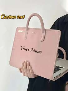 Custom Chic Pink PVC Faux Leather Laptop Bag,Personalized Name, Lightweight & Secure, Portable Multi-Functional Computer Case - Versatile For Office,School Supplies,Back To School,School Gift,For Office,For School,For Classroom,For Teacher Gifts,For University,For Colleague,For Dorm Rooms,For Teacher,For Boys And Girls,For Teenagers,Junior High School Students,Middle School Students,High School Senior High School Students,College Students,University Students,Freshman,Sophomore,Underclassmen,All-Purpose,Large Capacity,Versatile,Multifunction,Colorful,Cute,Adorable,Contracted,Funny,Kawaii,Y2K,Minimalist,Commuting,Business Casual,Basics,Custom,Personalized,Unique,Customized,Ideal Gifts For Him,Ideal Gifts For Her,Her,Family,Friends,Girlfriend,For Anniversaries,For Birthdays,For Holiday/ Vacation,For Outdoors/Outings/Travel/Hiking/Stadium/Sports/Climbing,For Business/Commute/Work/Office