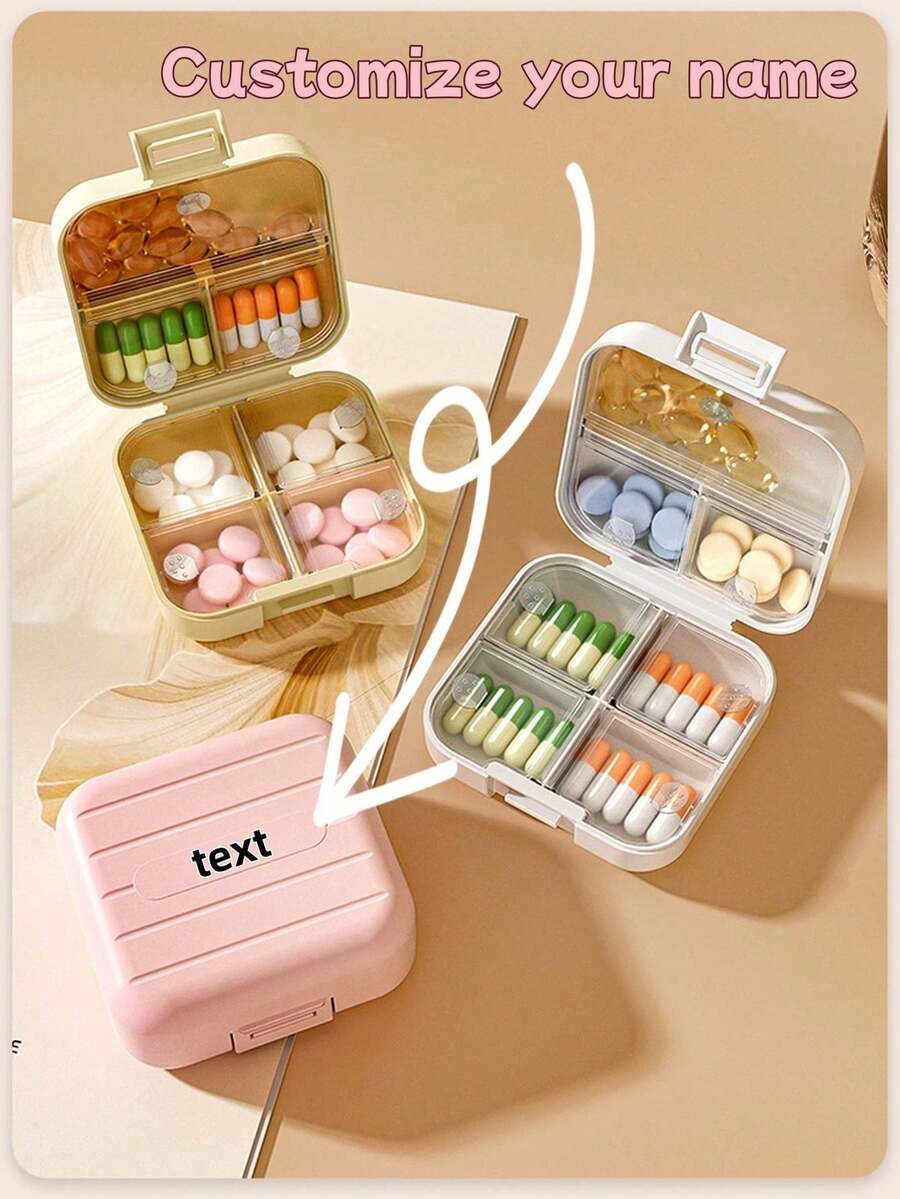 1pc Mini Pill Box With Seven Compartments, Compact And Convenient, Suitable For Travel Medicine Box, Cute Weekly Travel Pill Case Organizer, Independent Compartment Case,Supplement Case For Pocket Or Purse