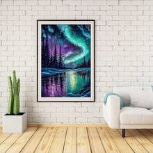 5D Diamond Painting Aurora Forest Scenery Mosaic Embroidery Cross Stitch Set Full Square Diamond DIY Home Decor Gift 30x40cm - Square Drill - 查看 5