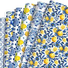 12张青花瓷柠檬礼品包装纸，6种不同风格的柠檬礼品包装装饰，适用于生日派对、单身派对、婚礼、各种节日礼品包装装饰 - 彩色 - 查看 1