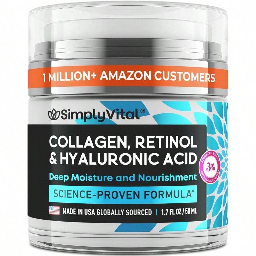 Collagen Retinol And Hyaluronic Acid Cream AntiAging Face Moisturizer For Face Firming Skin Care Neck And Décolleté Made In USA Daily Moisturizer Face Cream Day And Night 1.7 Fl.Oz. - 1.7FlOz(Packof1) - View 1