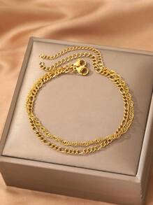 2 pièces Bracelet en acier inoxydable à chaîne de mode minimaliste pour femmes, à porter au quotidien