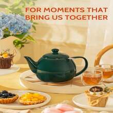 Sweese Teapots For Tea, 27 Oz Porcelain Tea Pot With Removable Stainless Steel Infuser, Tea Pots For Loose Tea - Dark Green - Dark Green - View 6