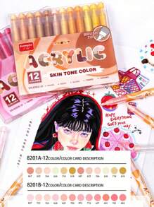 Guangna New Skin Tone 6sets Of 72colors For Comic Drawing Cartoon Painting Vivid Color Special Skin Showing System