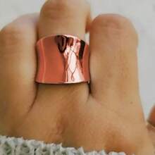 1 件优雅简约玫瑰金镀宽戒指，适合女士，抛光宽设计，适合日常佩戴、派对、婚礼和特殊场合，是情人节和圣诞节的绝佳礼物