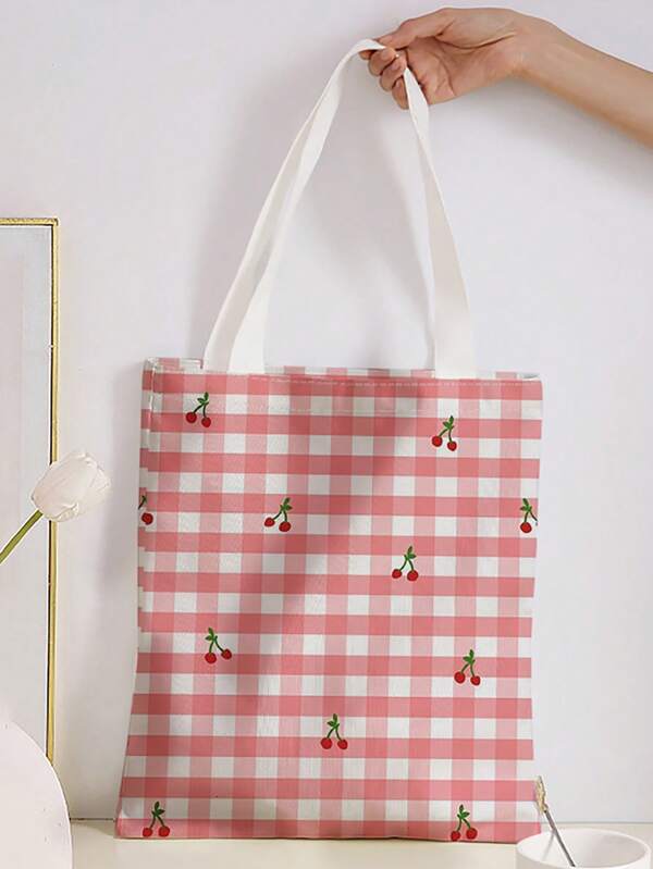 Plant Pattern Double-Sided Printed Shoulder Handbag Printed Handbag Casual Travel Beach Bag Large Capacity Reusable Shoulder Shopping Bag Women's Casual Shoulder Bag Handbag Large Capacity Canvas Beach Bag Handbag Shopping Bag Printed Women's Grocery Shoulder Bag