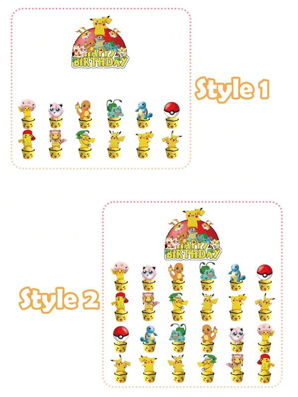 pokemon Pokemon Pikachu-Themed Birthday Party Supplies, Pokemon Flag Balloon Cake Stick Decoration Set, Party Decoration Items, Cake Decoration